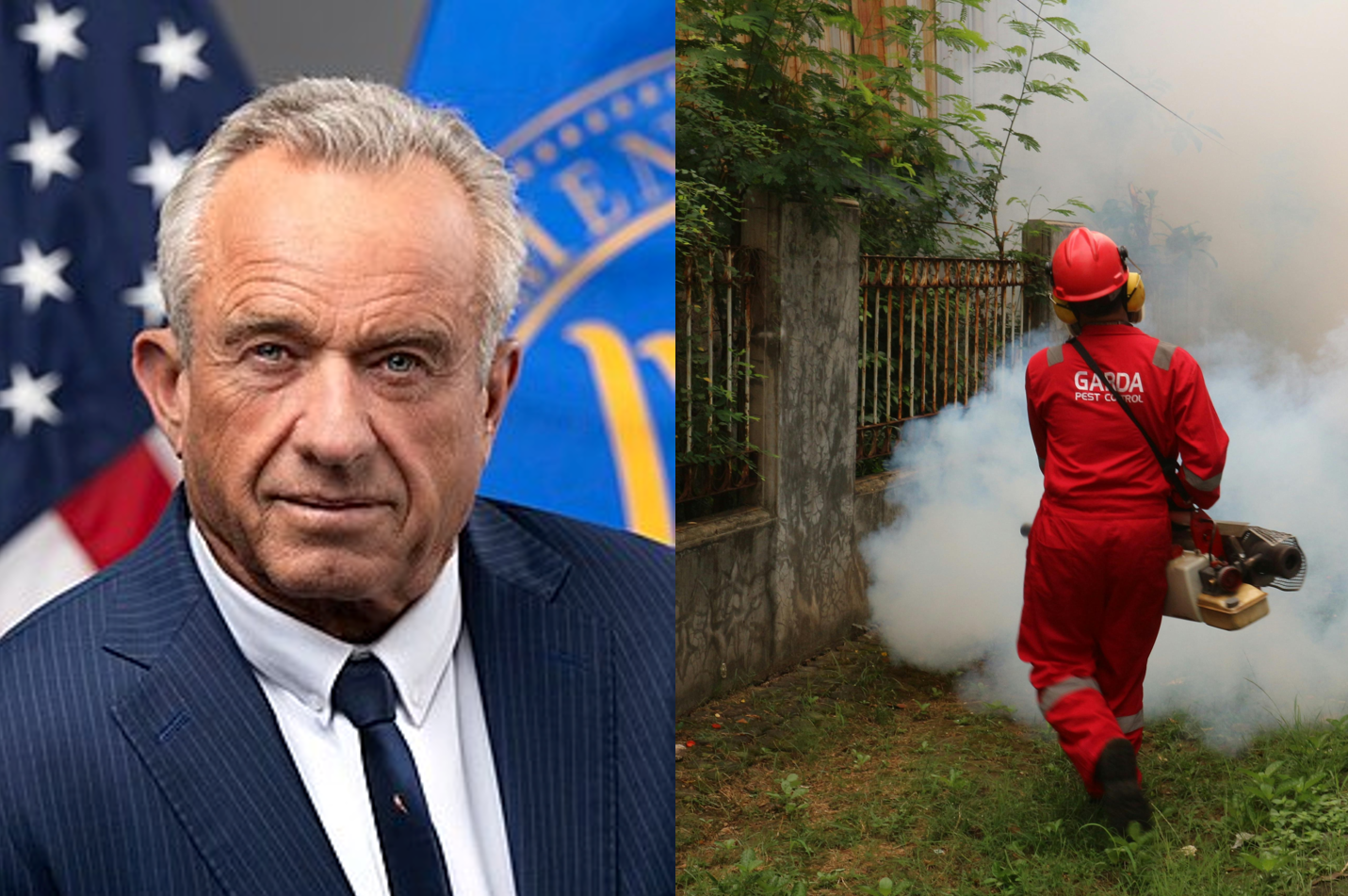 RFK Jr on the left and pest control fogging on the right