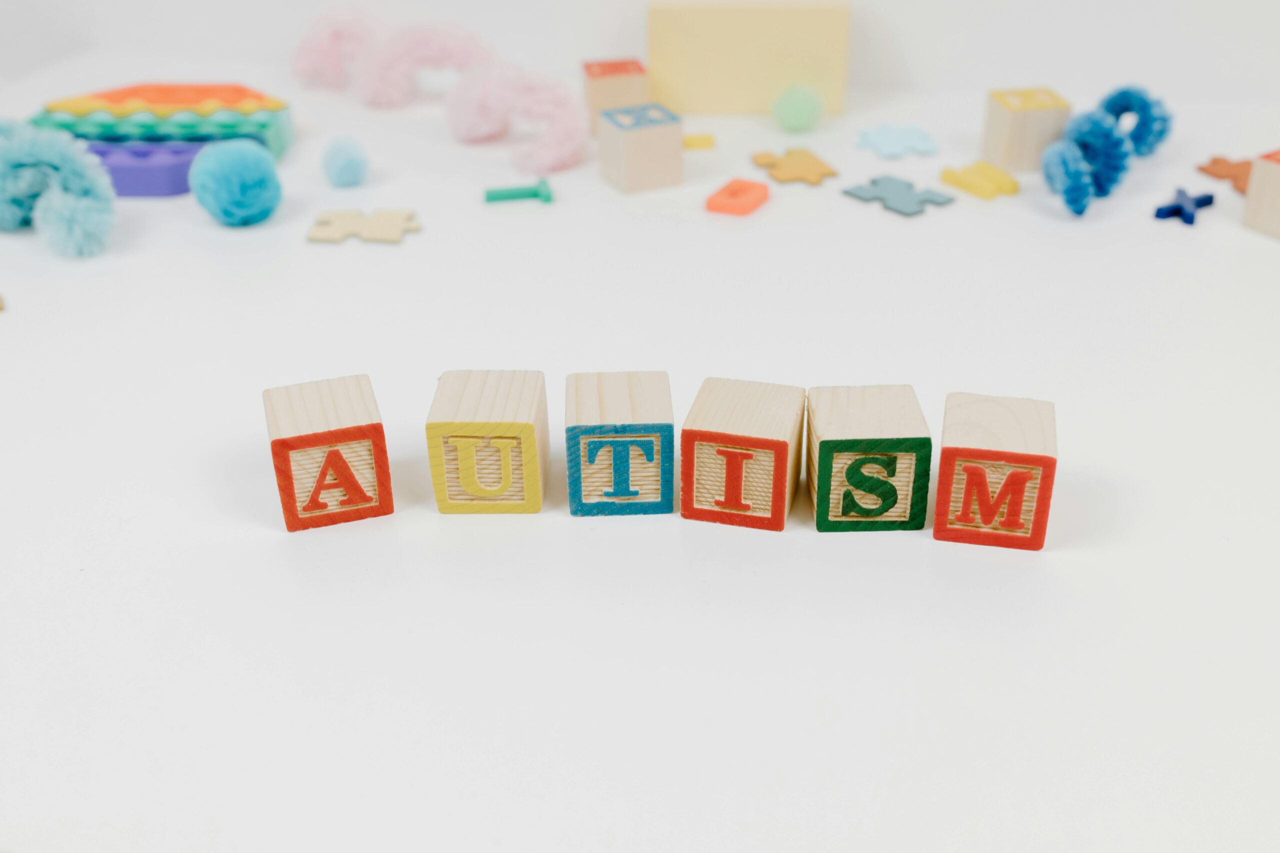 Autism spelled out in kids' blocks