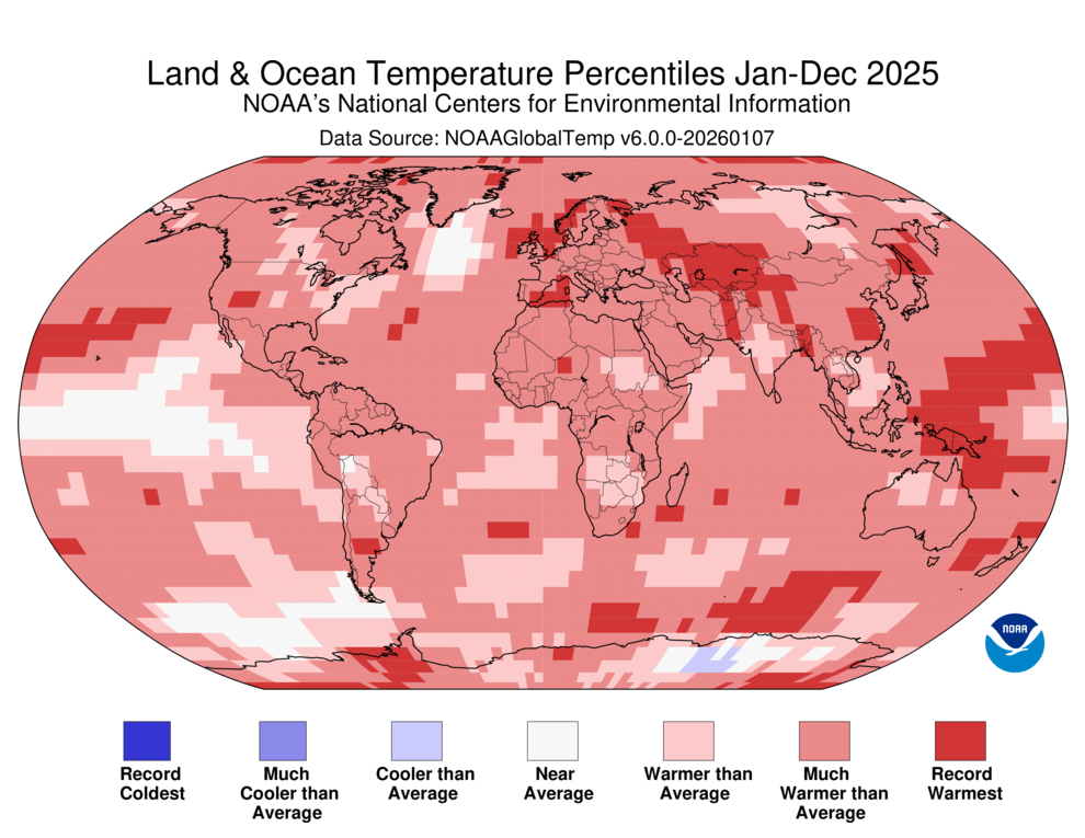 Global temperature increase map